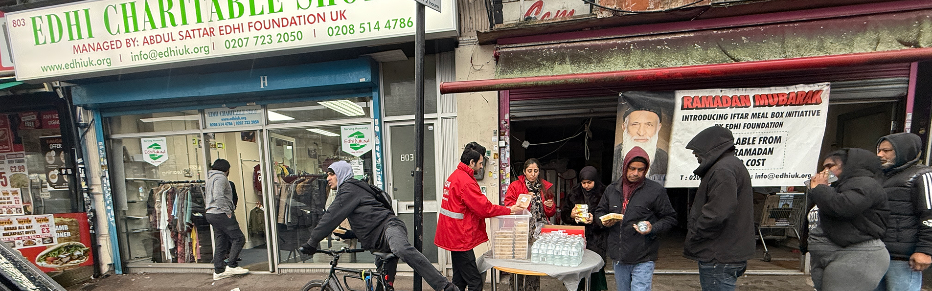 Muslims giving charity and helping others during Ramadan
